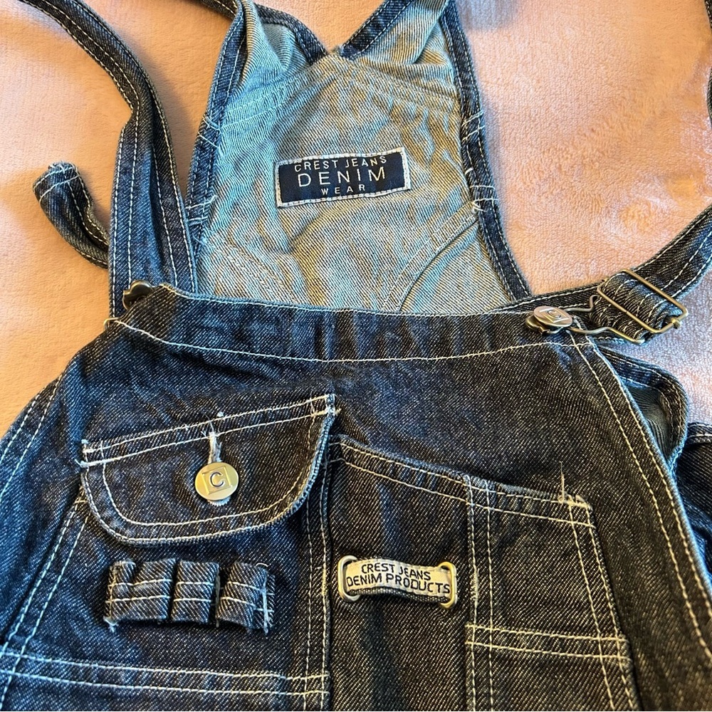 Crest Jeans vintage Y2K overalls with tribal design on legs size L rare - Picture 6 of 11